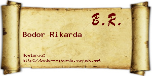 Bodor Rikarda névjegykártya